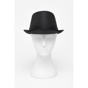 Kenny K Black Fedora Hat Textured‎ Check Pattern Medium Stylish Dress Hat